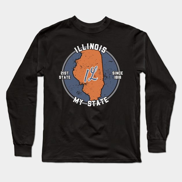 Illinois My State Patriot State Tourist Gift Long Sleeve T-Shirt by atomguy